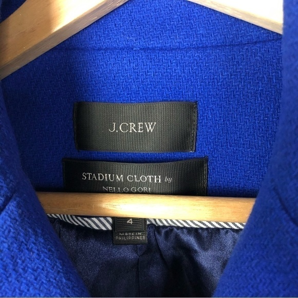 J. Crew Stadium Cloth Majesty Royal Blue Wool Double Breasted Peacoat 4 - Picture 4 of 5